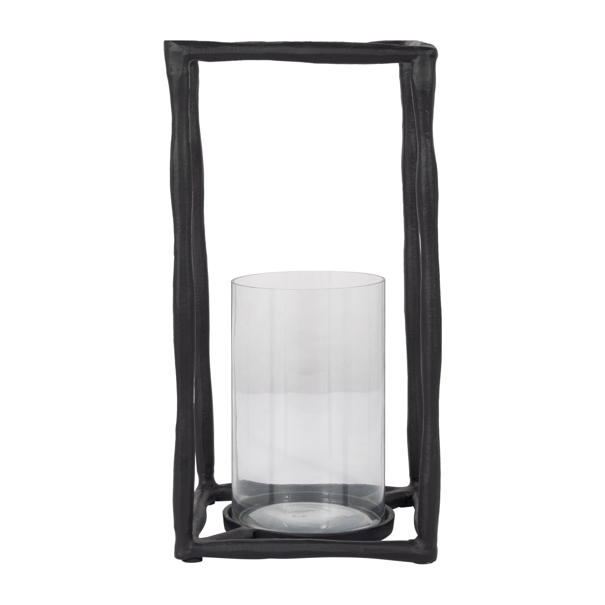 METAL, 16" OPEN SQUARE HURRICANE HOLDER, BLACK Table Decors| Sagebrook Home