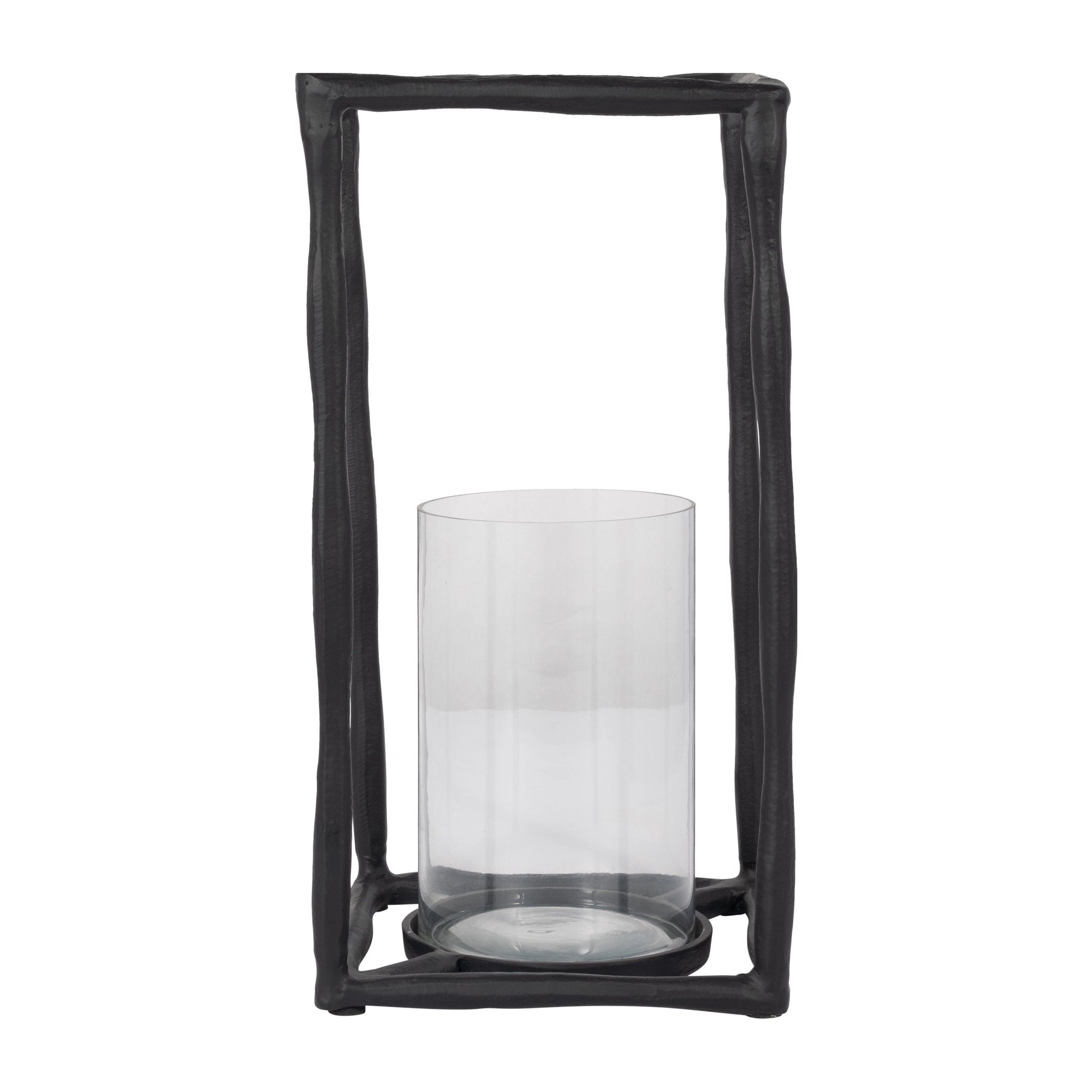 METAL, 16" OPEN SQUARE HURRICANE HOLDER, BLACK Table Decors| Sagebrook Home