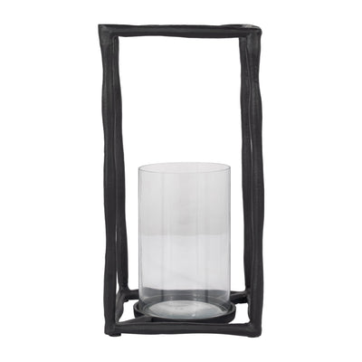 METAL, 16" OPEN SQUARE HURRICANE HOLDER, BLACK - Al Rugaib Furniture