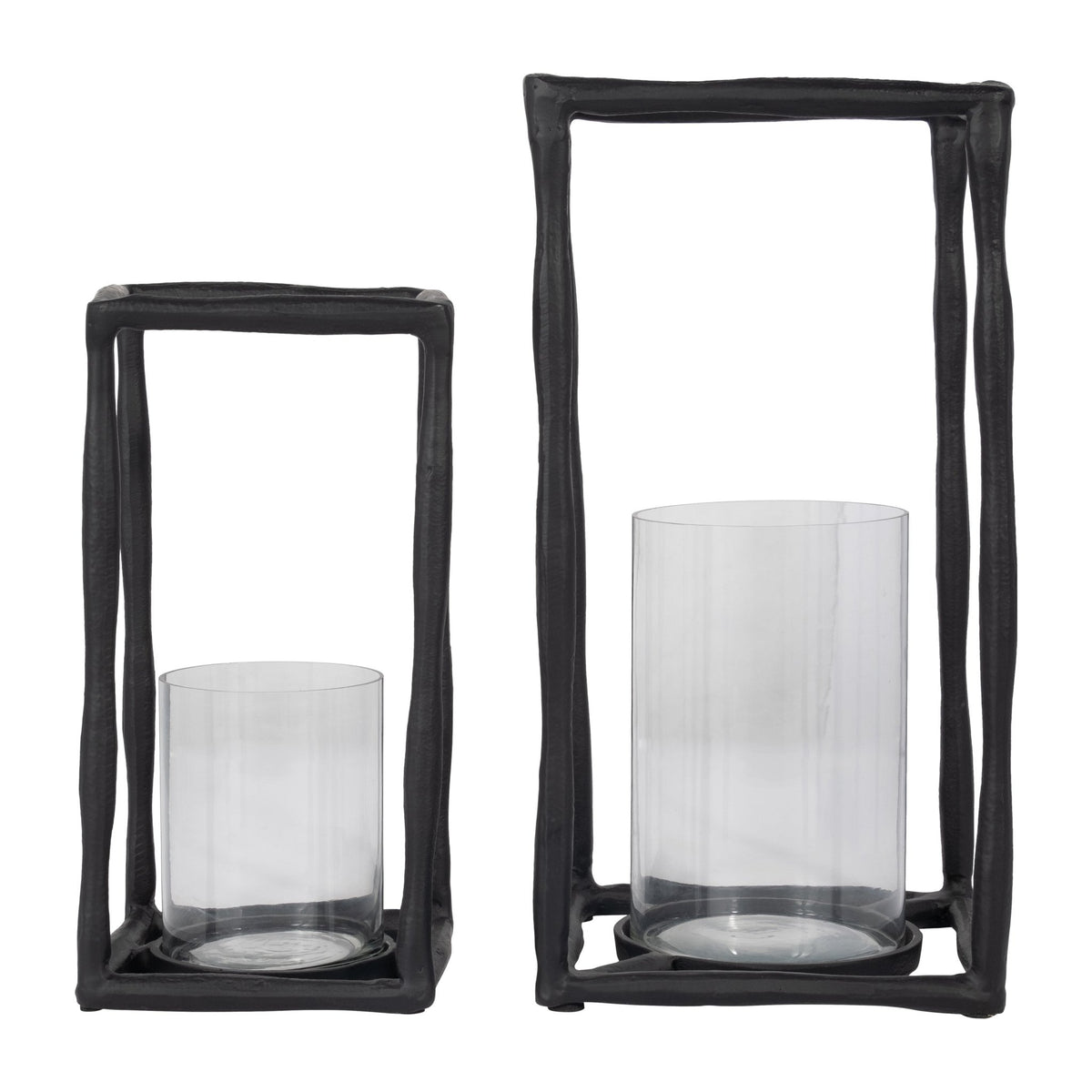 METAL, 16" OPEN SQUARE HURRICANE HOLDER, BLACK Table Decors| Sagebrook Home