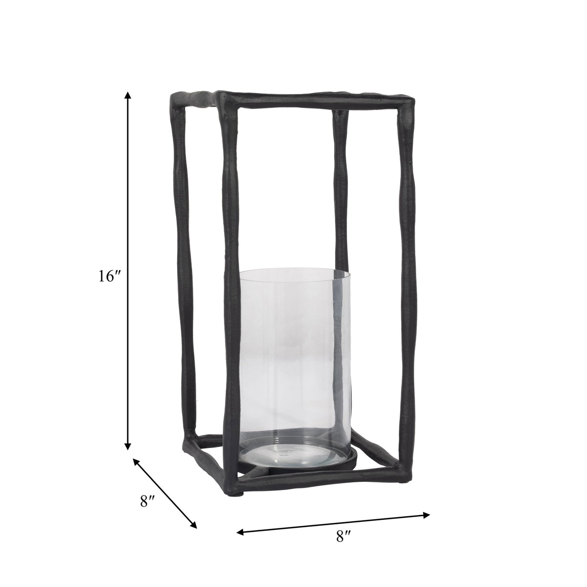 METAL, 16" OPEN SQUARE HURRICANE HOLDER, BLACK Table Decors| Sagebrook Home