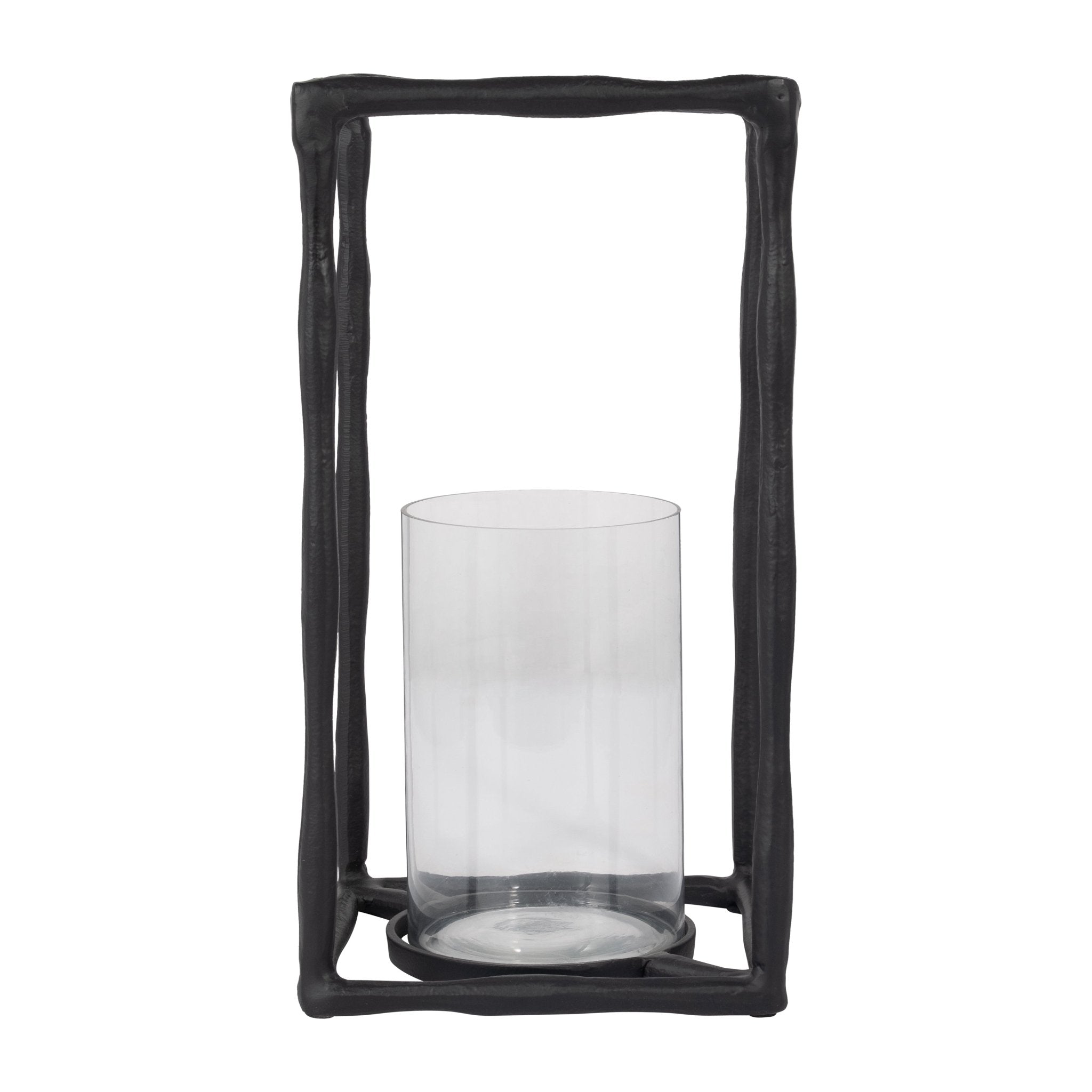 METAL, 16" OPEN SQUARE HURRICANE HOLDER, BLACK Table Decors| Sagebrook Home