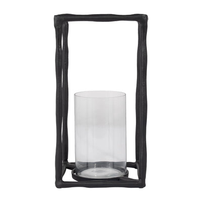 METAL, 16" OPEN SQUARE HURRICANE HOLDER, BLACK - Al Rugaib Furniture