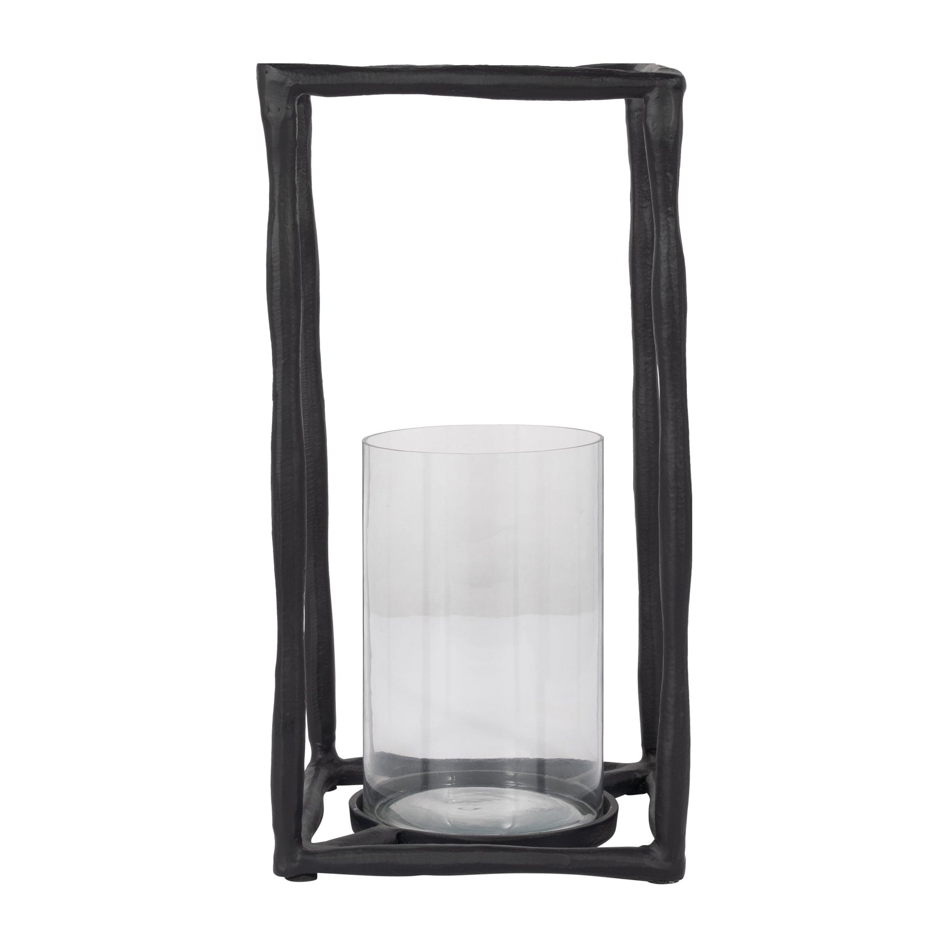 METAL, 16" OPEN SQUARE HURRICANE HOLDER, BLACK Table Decors| Sagebrook Home