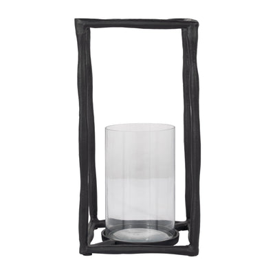 METAL, 16" OPEN SQUARE HURRICANE HOLDER, BLACK - Al Rugaib Furniture