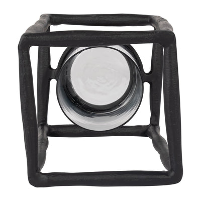 METAL, 16" OPEN SQUARE HURRICANE HOLDER, BLACK - Al Rugaib Furniture