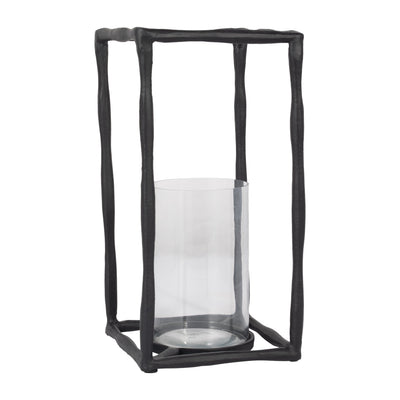 METAL, 16" OPEN SQUARE HURRICANE HOLDER, BLACK - Al Rugaib Furniture