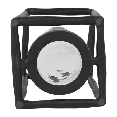 METAL, 16" OPEN SQUARE HURRICANE HOLDER, BLACK - Al Rugaib Furniture