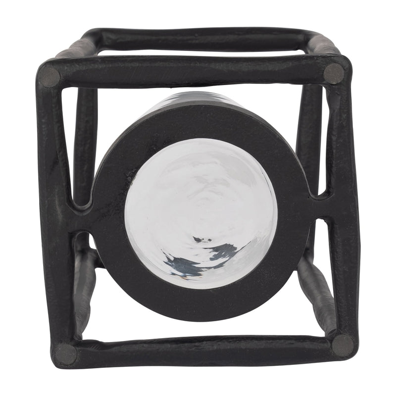 METAL, 16" OPEN SQUARE HURRICANE HOLDER, BLACK - Al Rugaib Furniture