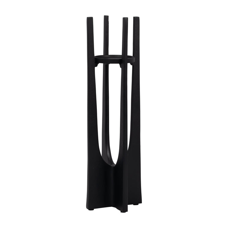 METAL, 16" PILLAR CANDLE HOLDER, BLACK - Al Rugaib Furniture