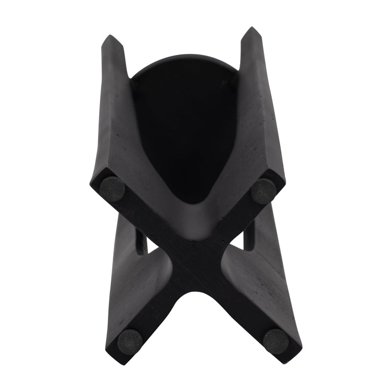 METAL, 16" PILLAR CANDLE HOLDER, BLACK - Al Rugaib Furniture