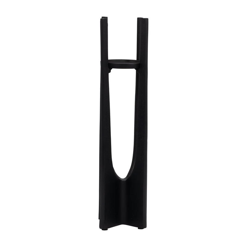METAL, 16" PILLAR CANDLE HOLDER, BLACK - Al Rugaib Furniture