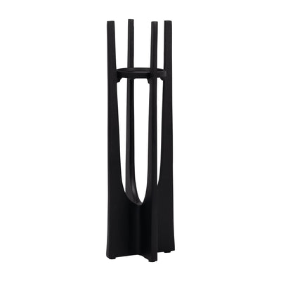 METAL, 16" PILLAR CANDLE HOLDER, BLACK - Al Rugaib Furniture