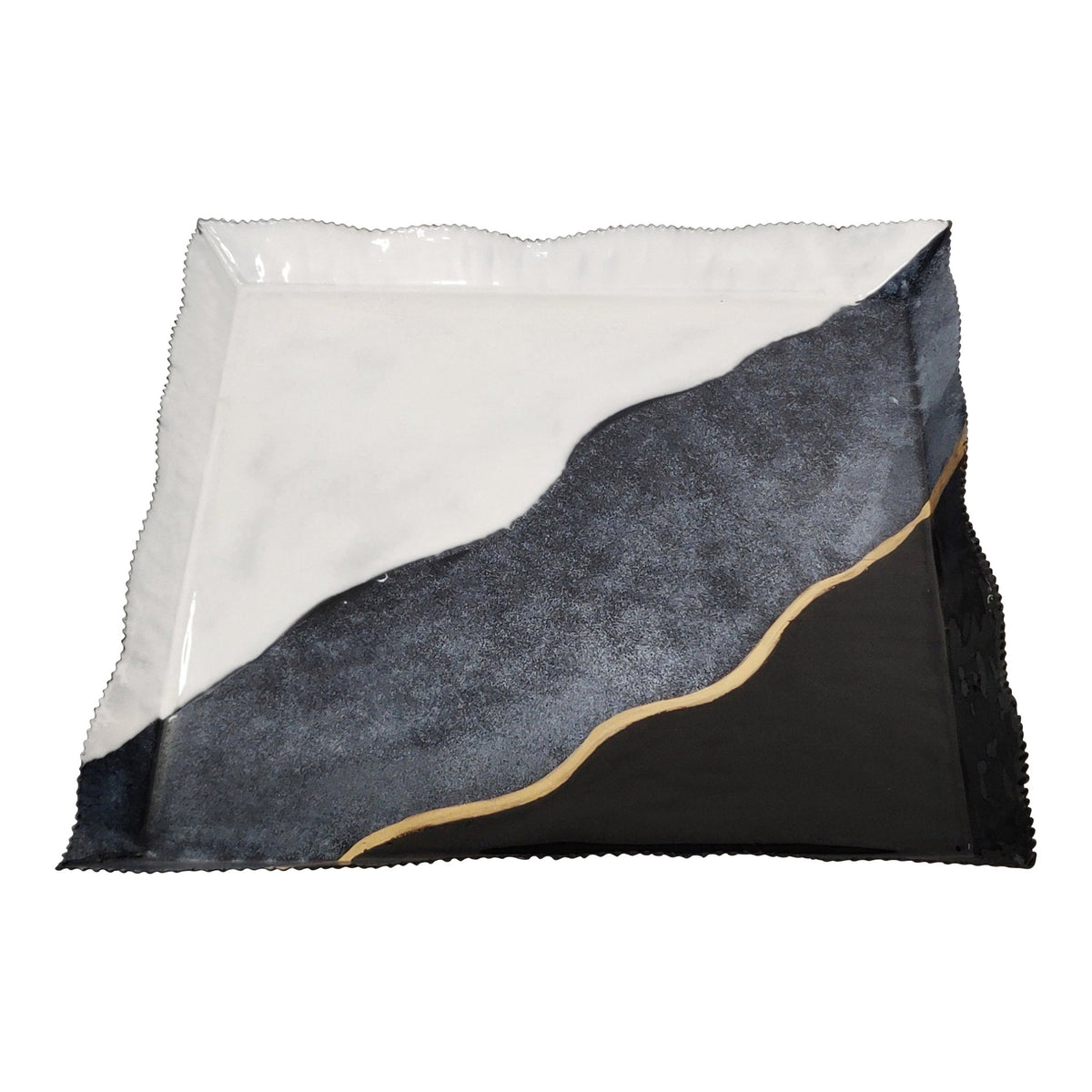 METAL 18" 2-TONE TRAY, BLACK/WHITE Tray| Sagebrook Home