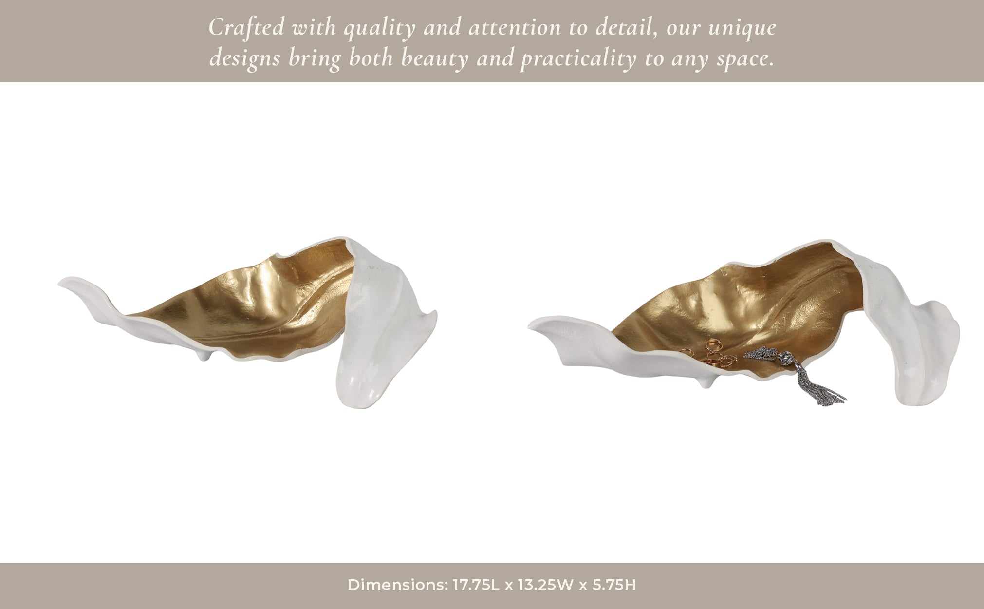 Metal 18" Curled Leaf, Ivory/gold Table Decors| Sagebrook Home