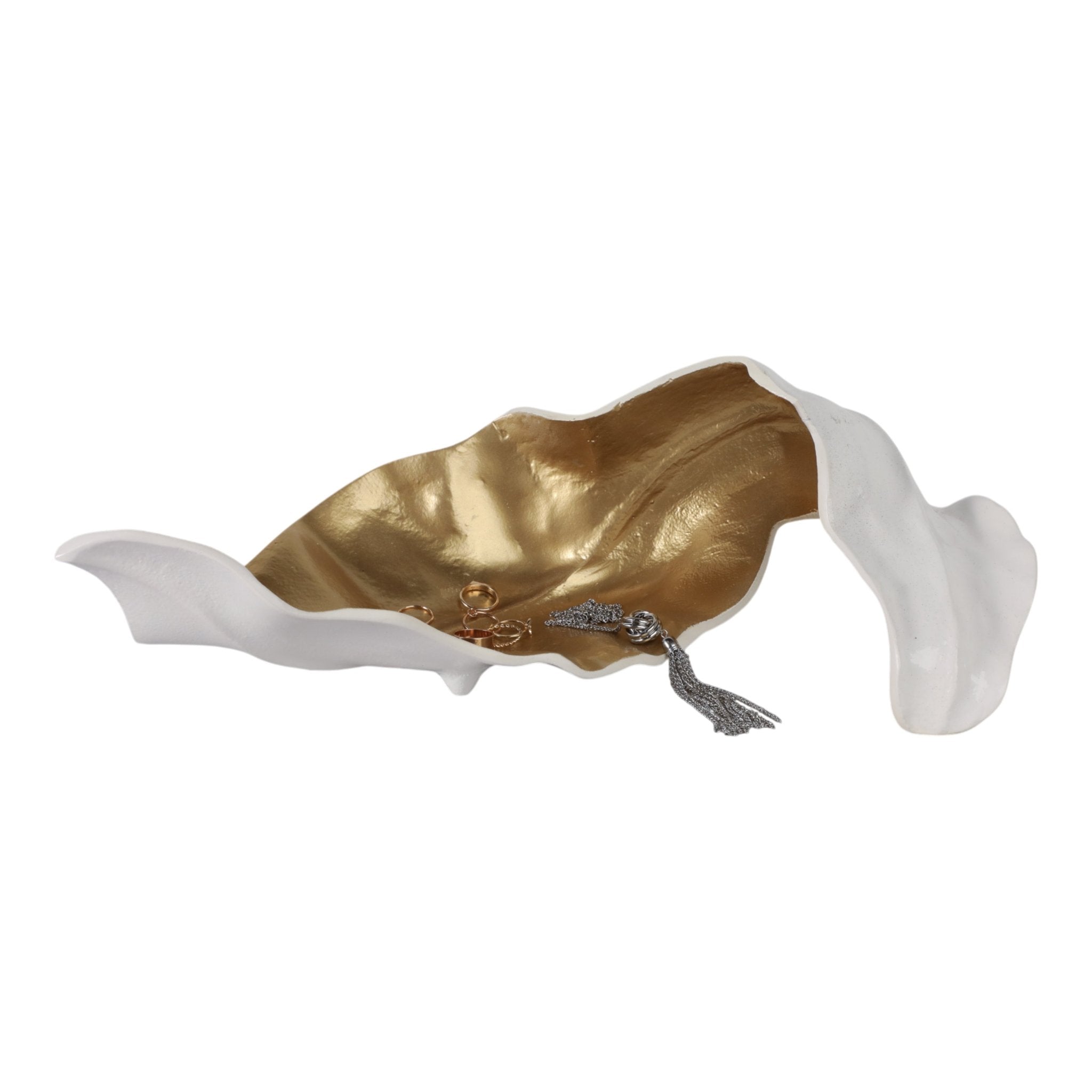 Metal 18" Curled Leaf, Ivory/gold Table Decors| Sagebrook Home
