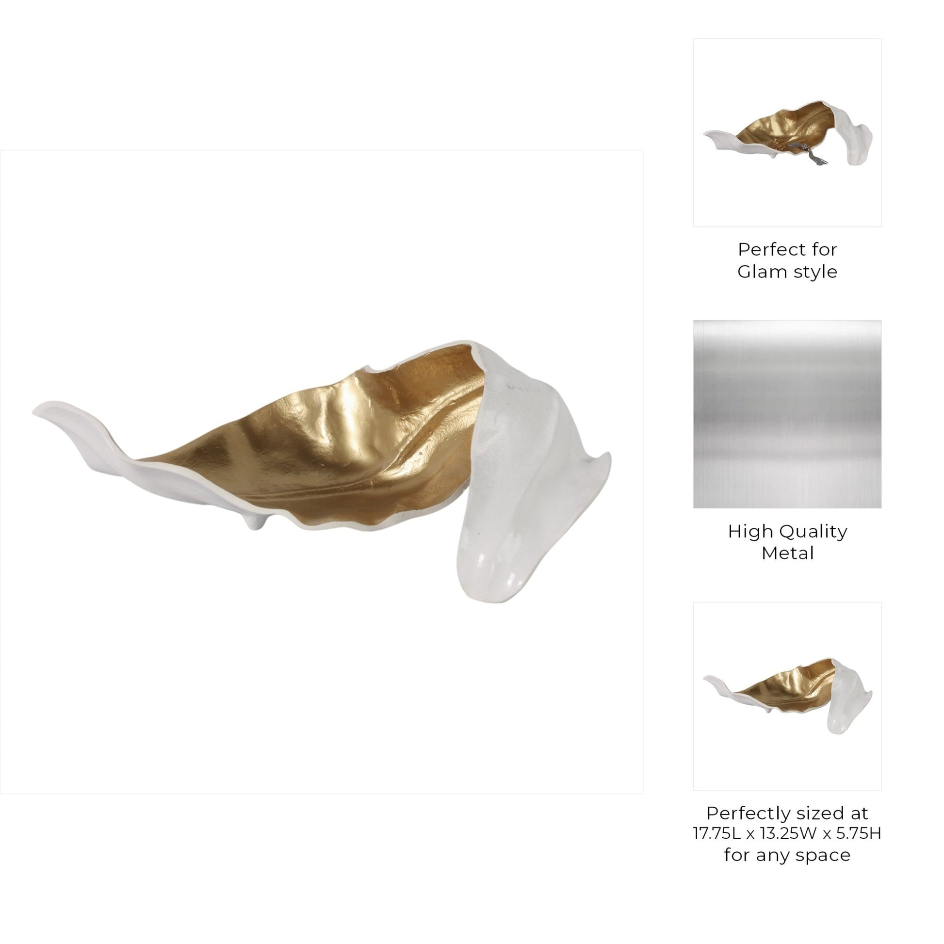 Metal 18" Curled Leaf, Ivory/gold Table Decors| Sagebrook Home