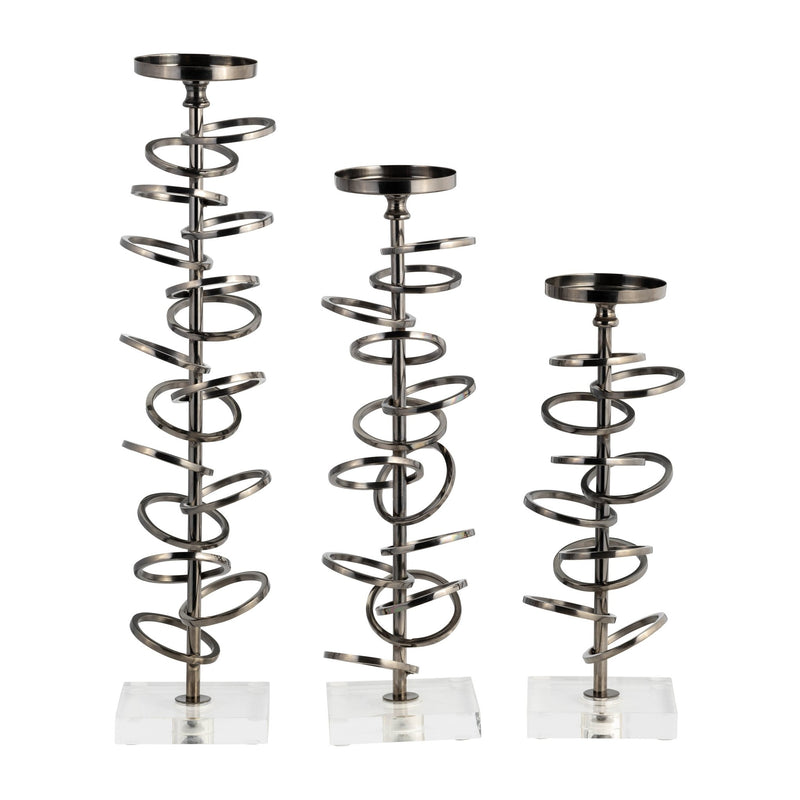 METAL, 18" RING TOSS ON ACRYLIC CANDLEHOLDER, GUNM - Al Rugaib Furniture