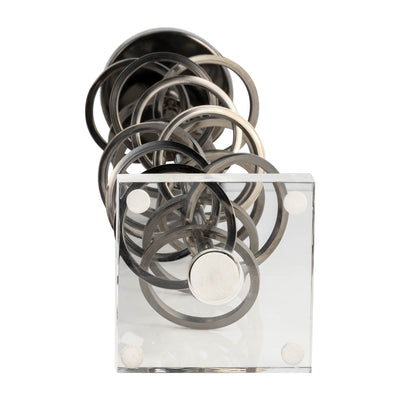METAL, 18" RING TOSS ON ACRYLIC CANDLEHOLDER, GUNM - Al Rugaib Furniture
