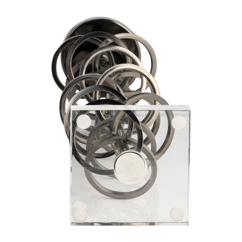 METAL, 18" RING TOSS ON ACRYLIC CANDLEHOLDER, GUNM - Al Rugaib Furniture