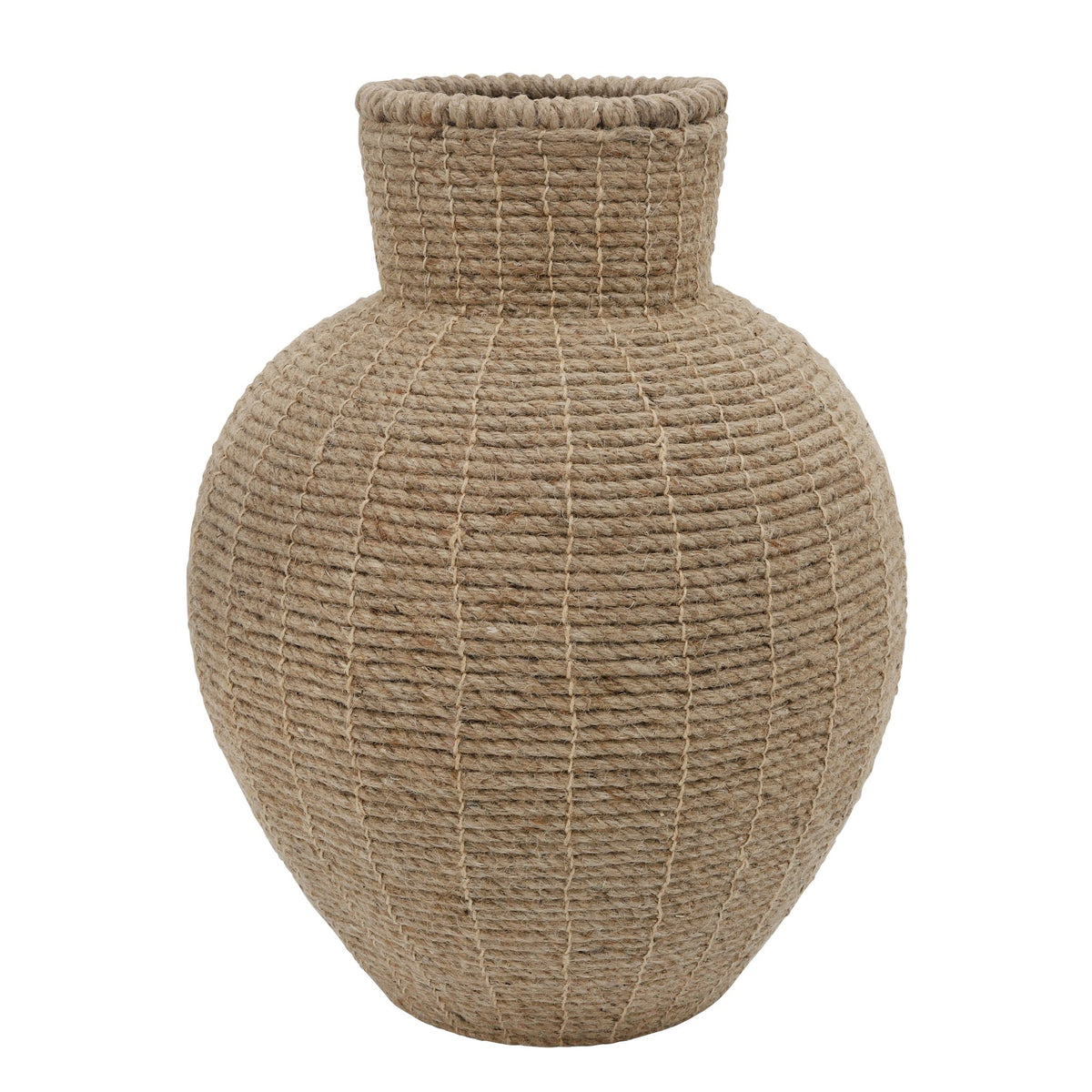 METAL 18" VASE WITH JUTE ROPE, BROWN Vases and Jars| Sagebrook Home