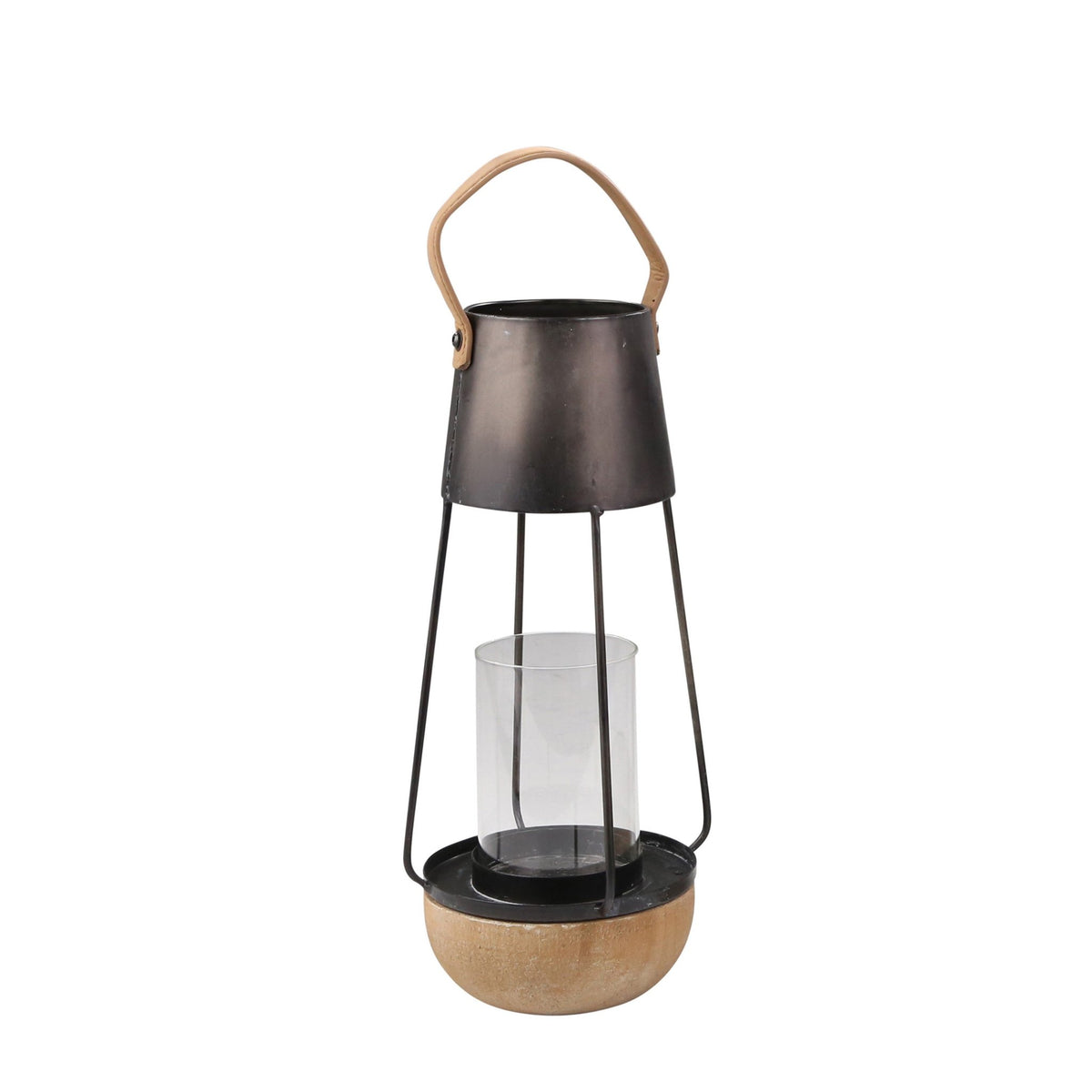 METAL 18.75" LANTERN, BLACK Candle Holders| Sagebrook Home