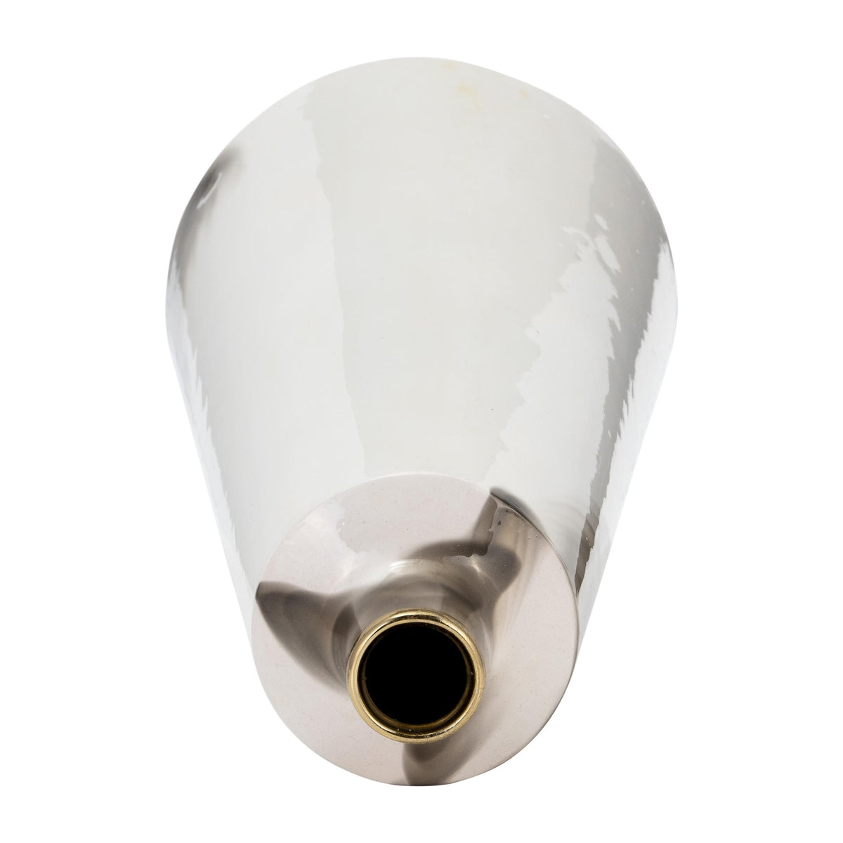 METAL, 18"H VASE WITH RING LID, WHITE/GOLD Vases and Jars| Sagebrook Home