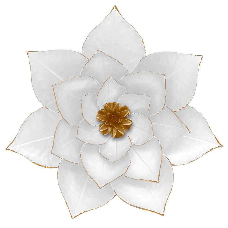 METAL 19" LOTUS WALL DECO, WHITE/GOLD - Al Rugaib Furniture