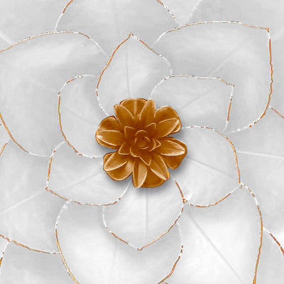 METAL 19" LOTUS WALL DECO, WHITE/GOLD - Al Rugaib Furniture