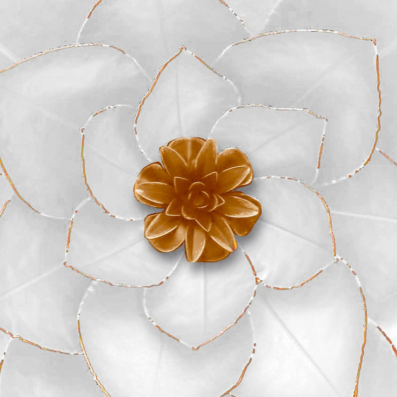 METAL 19" LOTUS WALL DECO, WHITE/GOLD - Al Rugaib Furniture