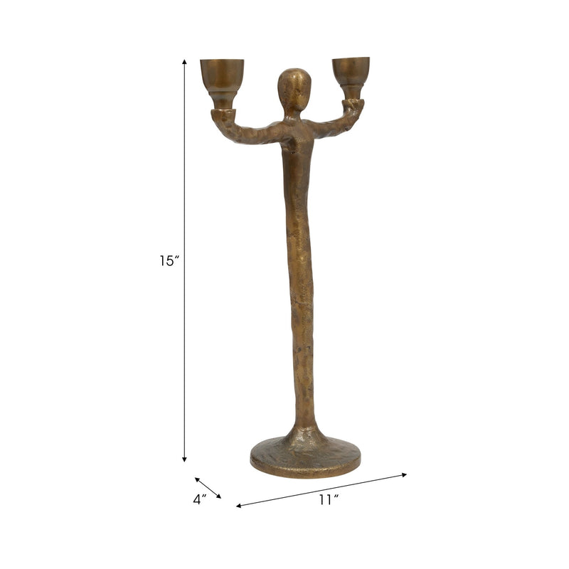 METAL, 2 TAPER CANDELABRA, GOLD - Al Rugaib Furniture