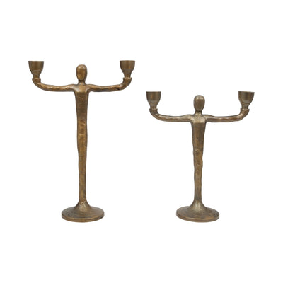 METAL, 2 TAPER CANDELABRA, GOLD - Al Rugaib Furniture