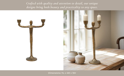 METAL, 2 TAPER CANDELABRA, GOLD - Al Rugaib Furniture