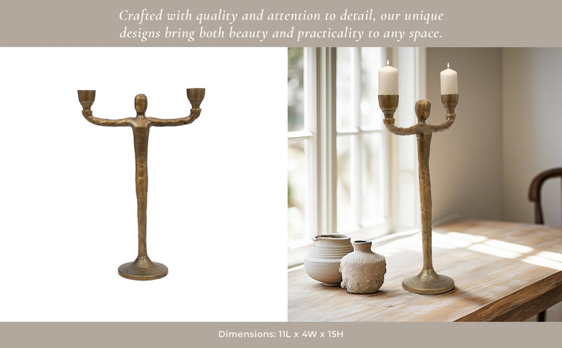 METAL, 2 TAPER CANDELABRA, GOLD - Al Rugaib Furniture