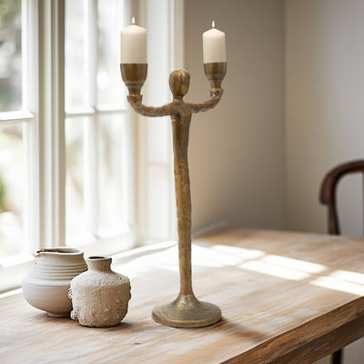 METAL, 2 TAPER CANDELABRA, GOLD - Al Rugaib Furniture