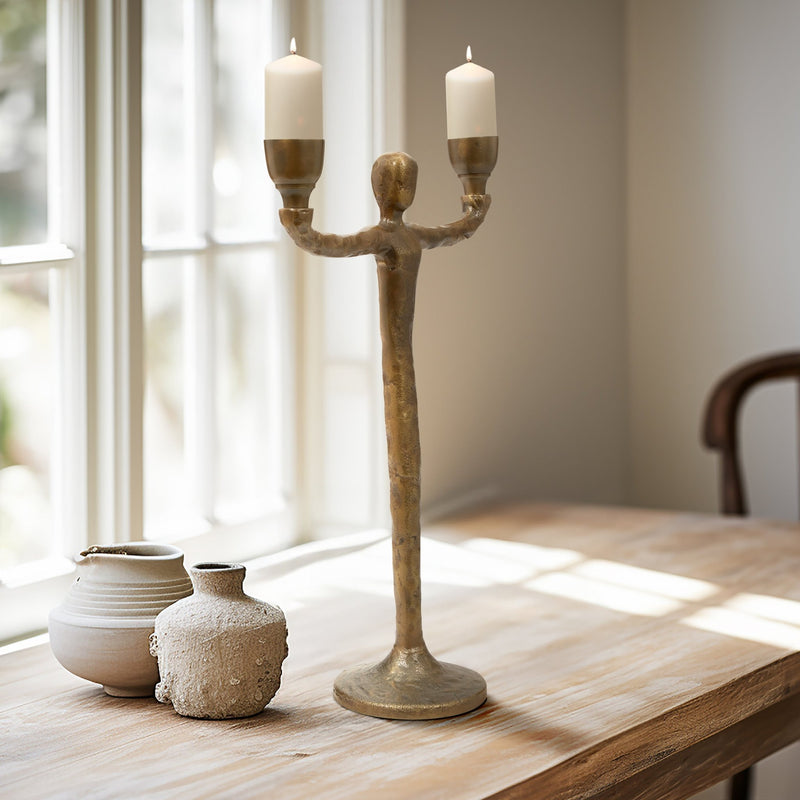 METAL, 2 TAPER CANDELABRA, GOLD - Al Rugaib Furniture