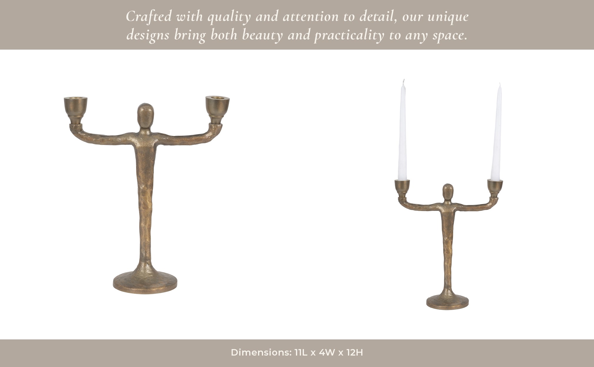 METAL, 2 TAPER CANDELABRA, GOLD Candle Holders| Sagebrook Home