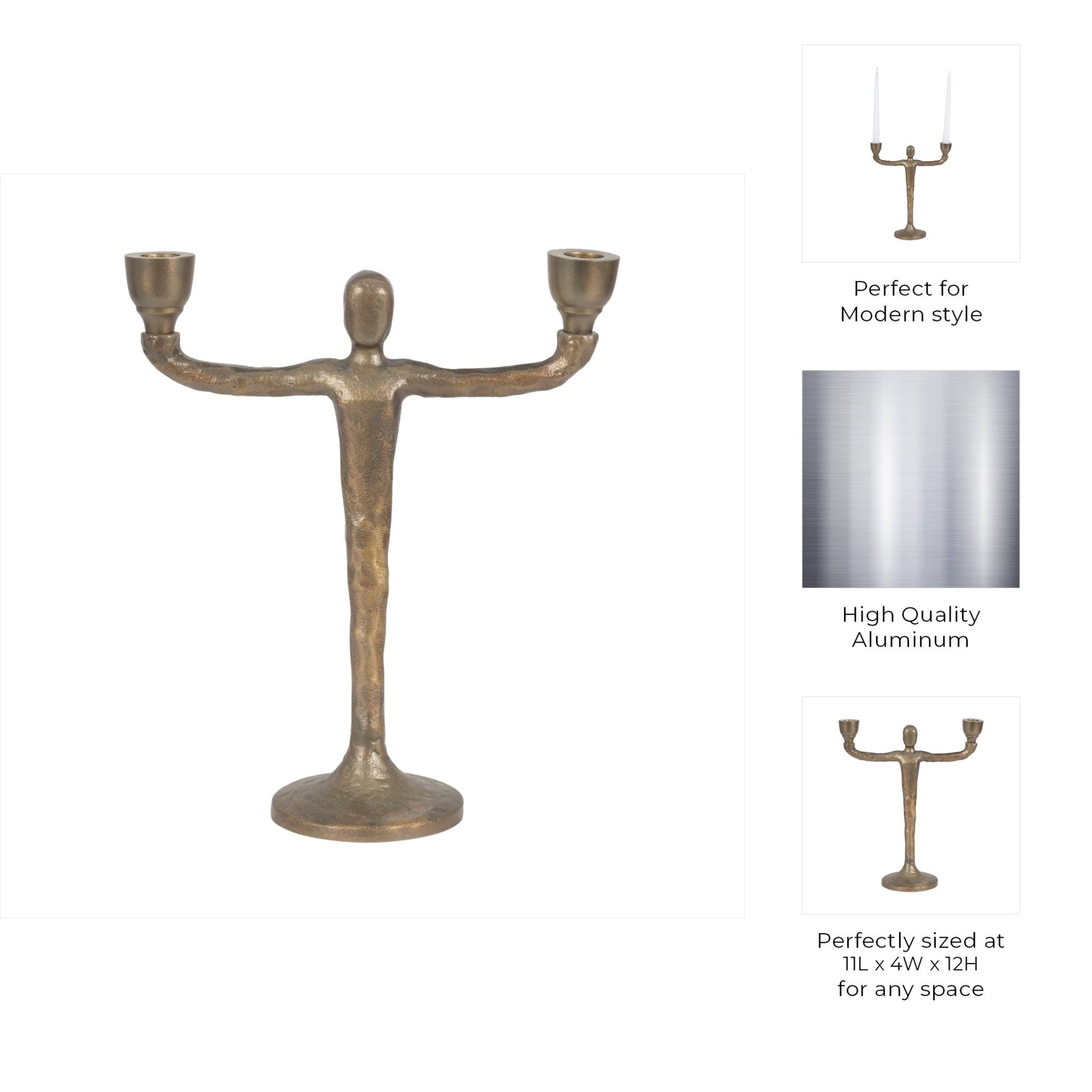 METAL, 2 TAPER CANDELABRA, GOLD Candle Holders| Sagebrook Home