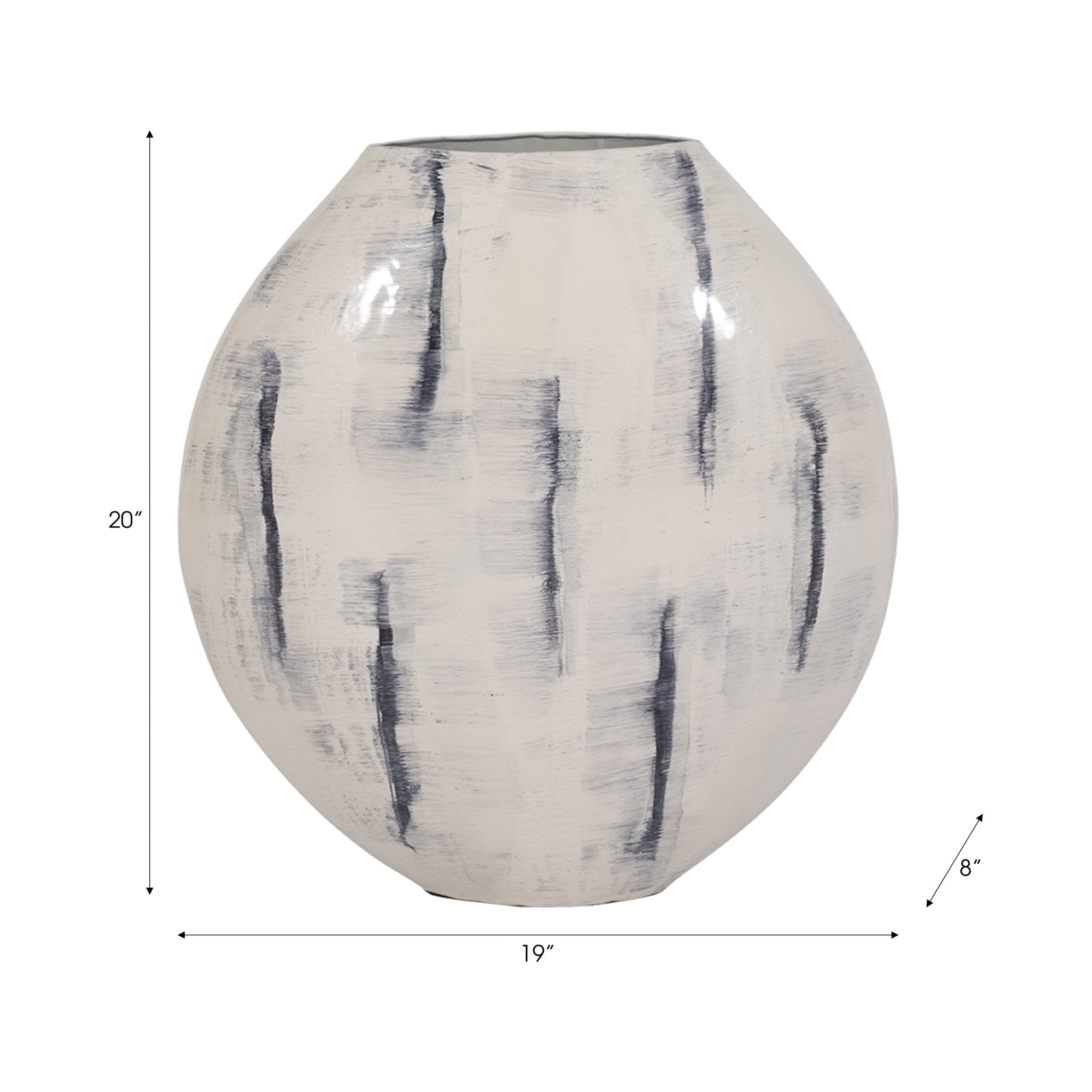 METAL, 20" ENAMELED ROUND VASE, DISTRESSED WHITE Vases and Jars| Sagebrook Home