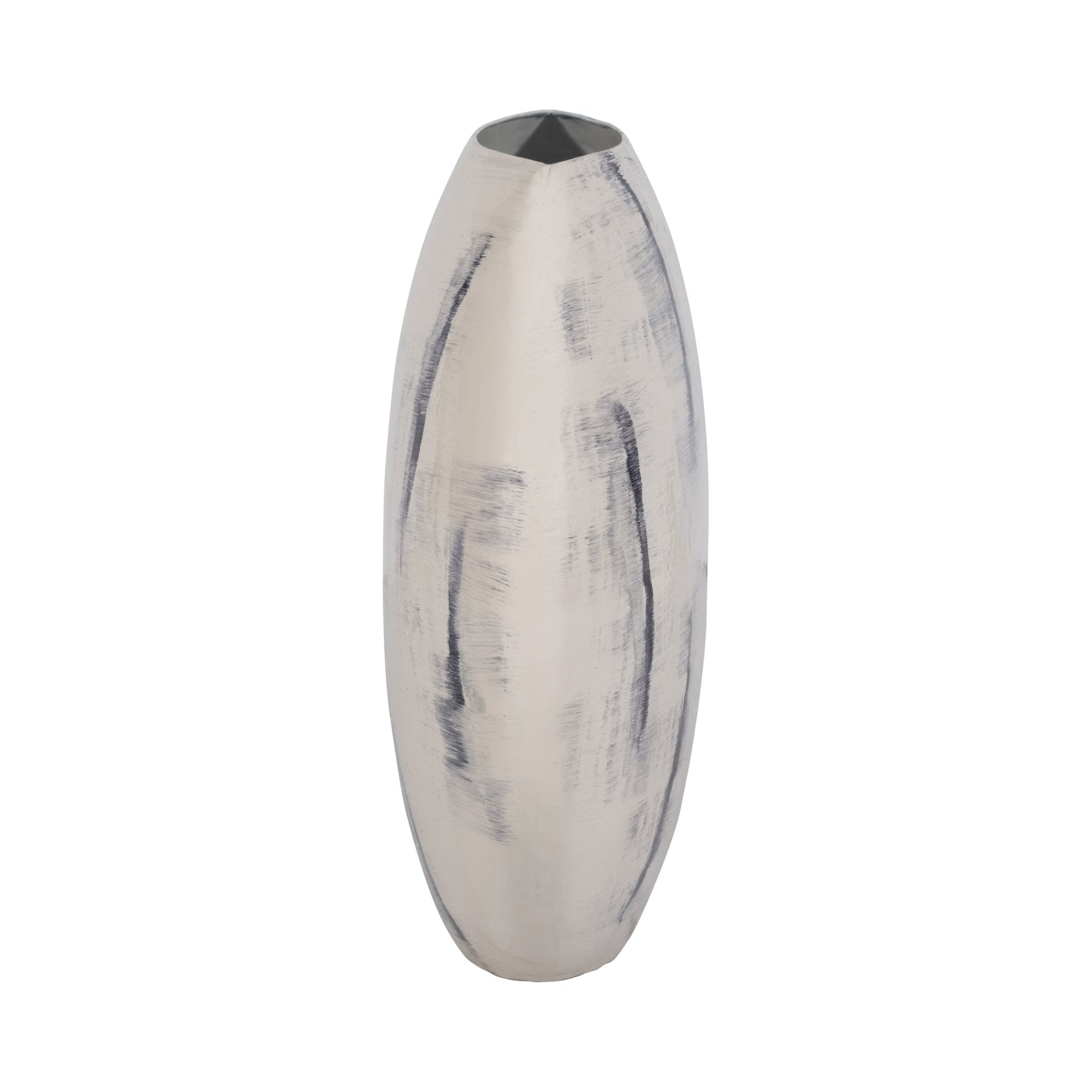 METAL, 20" ENAMELED ROUND VASE, DISTRESSED WHITE Vases and Jars| Sagebrook Home