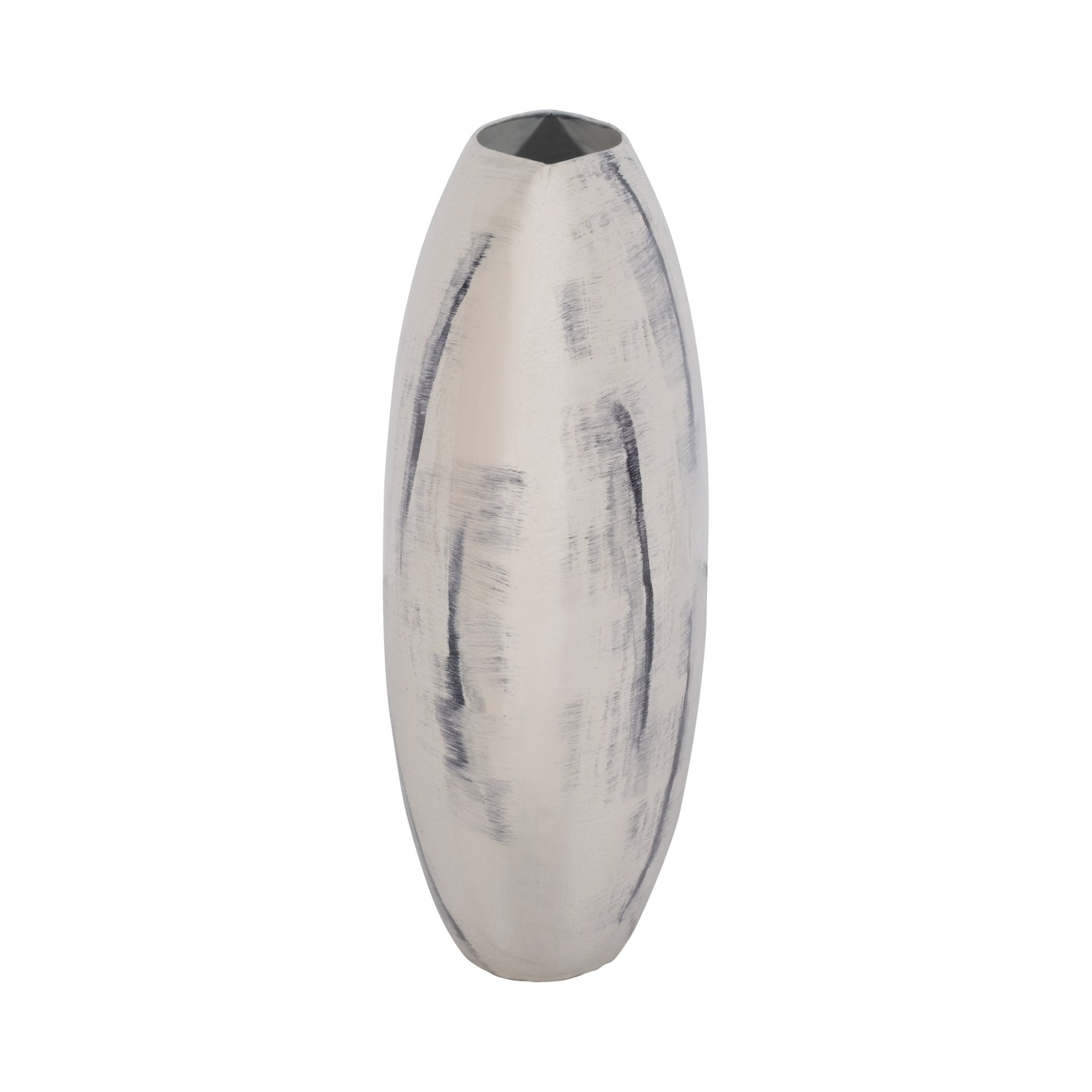 METAL, 20" ENAMELED ROUND VASE, DISTRESSED WHITE Vases and Jars| Sagebrook Home