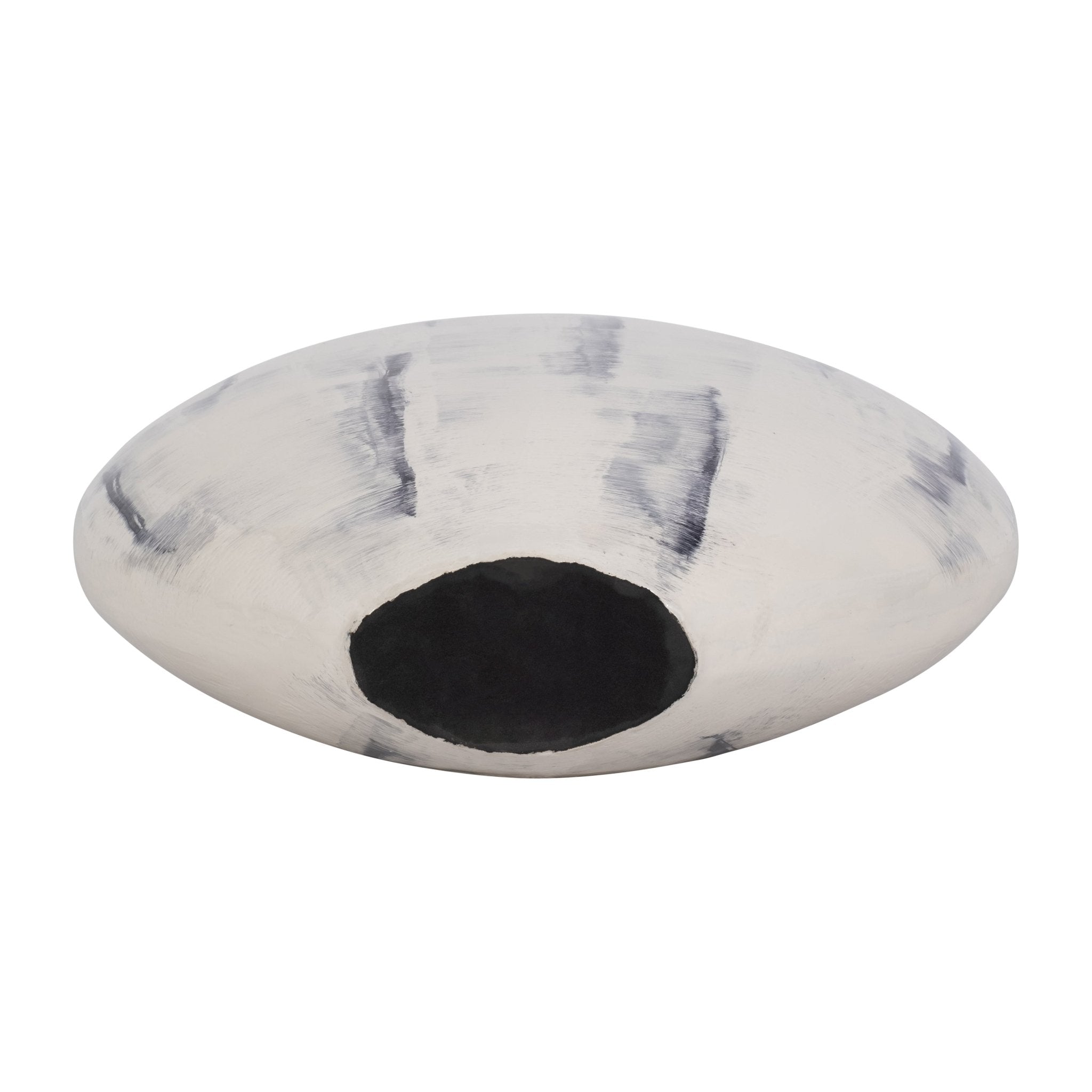 METAL, 20" ENAMELED ROUND VASE, DISTRESSED WHITE Vases and Jars| Sagebrook Home