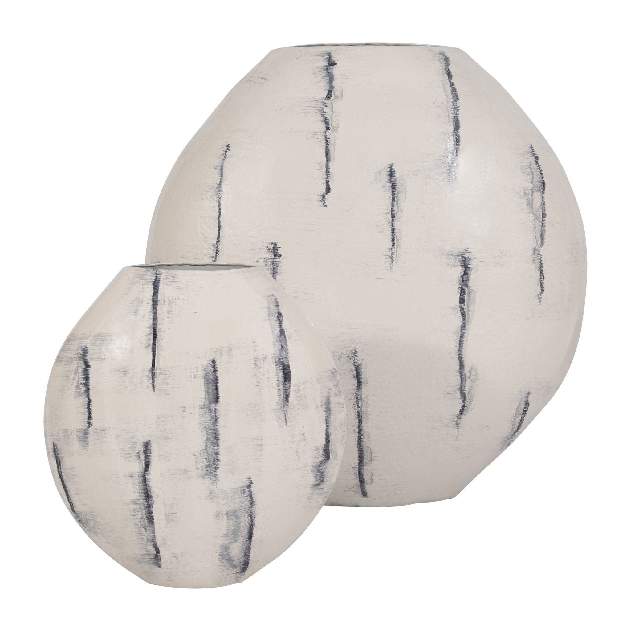 METAL, 20" ENAMELED ROUND VASE, DISTRESSED WHITE Vases and Jars| Sagebrook Home