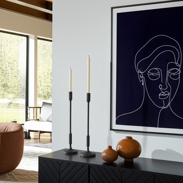 METAL, 20"H TAPER CANDLE HOLDER, BLACK - Al Rugaib Furniture