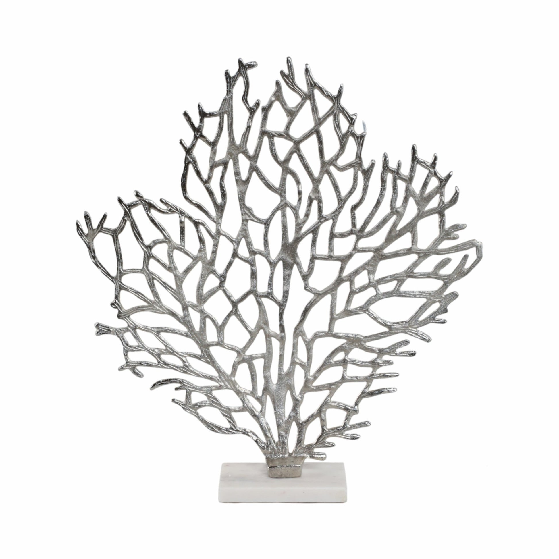 Metal, 21" Coral On Marble Base, Silver Table Decors| Sagebrook Home