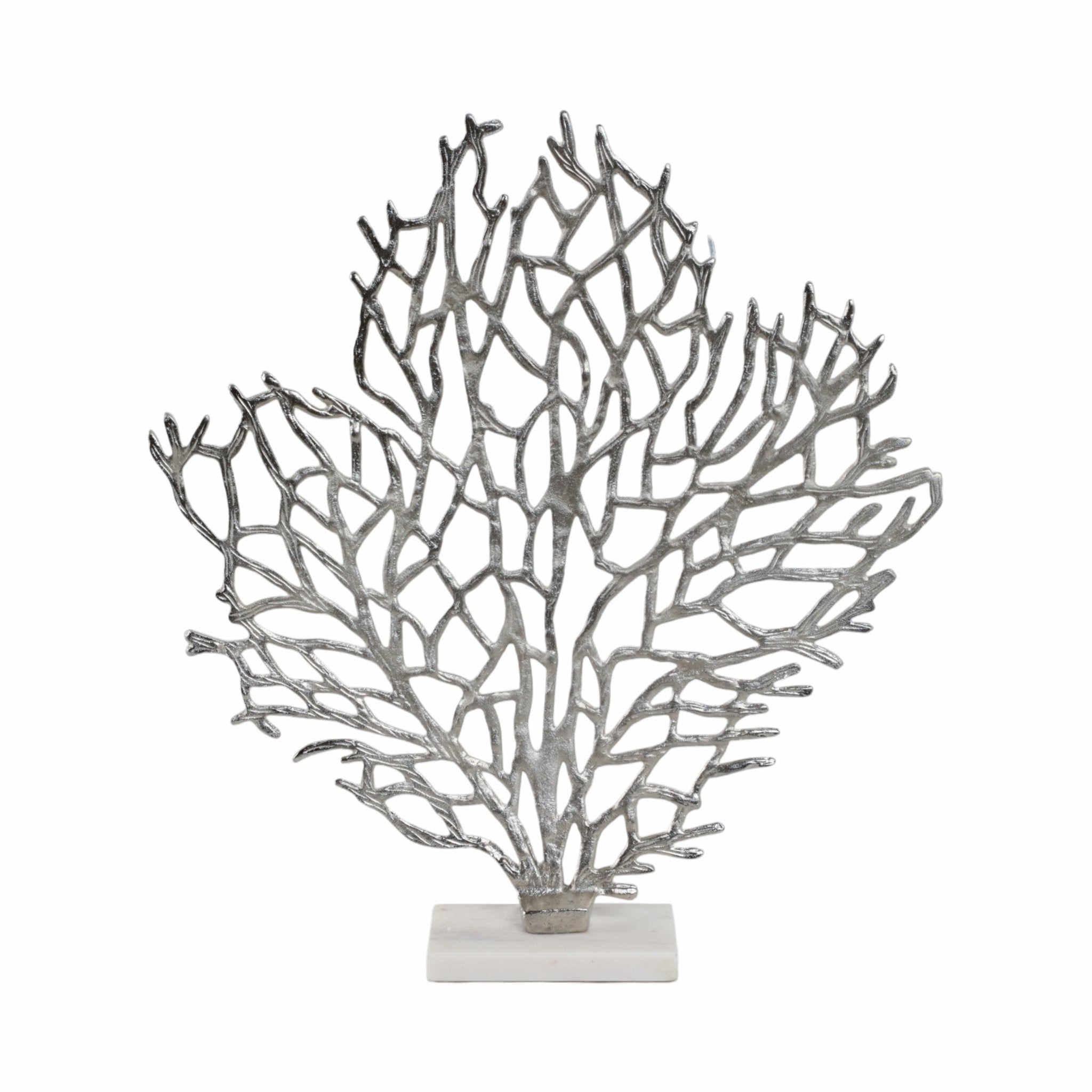 Metal, 21" Coral On Marble Base, Silver Table Decors| Sagebrook Home