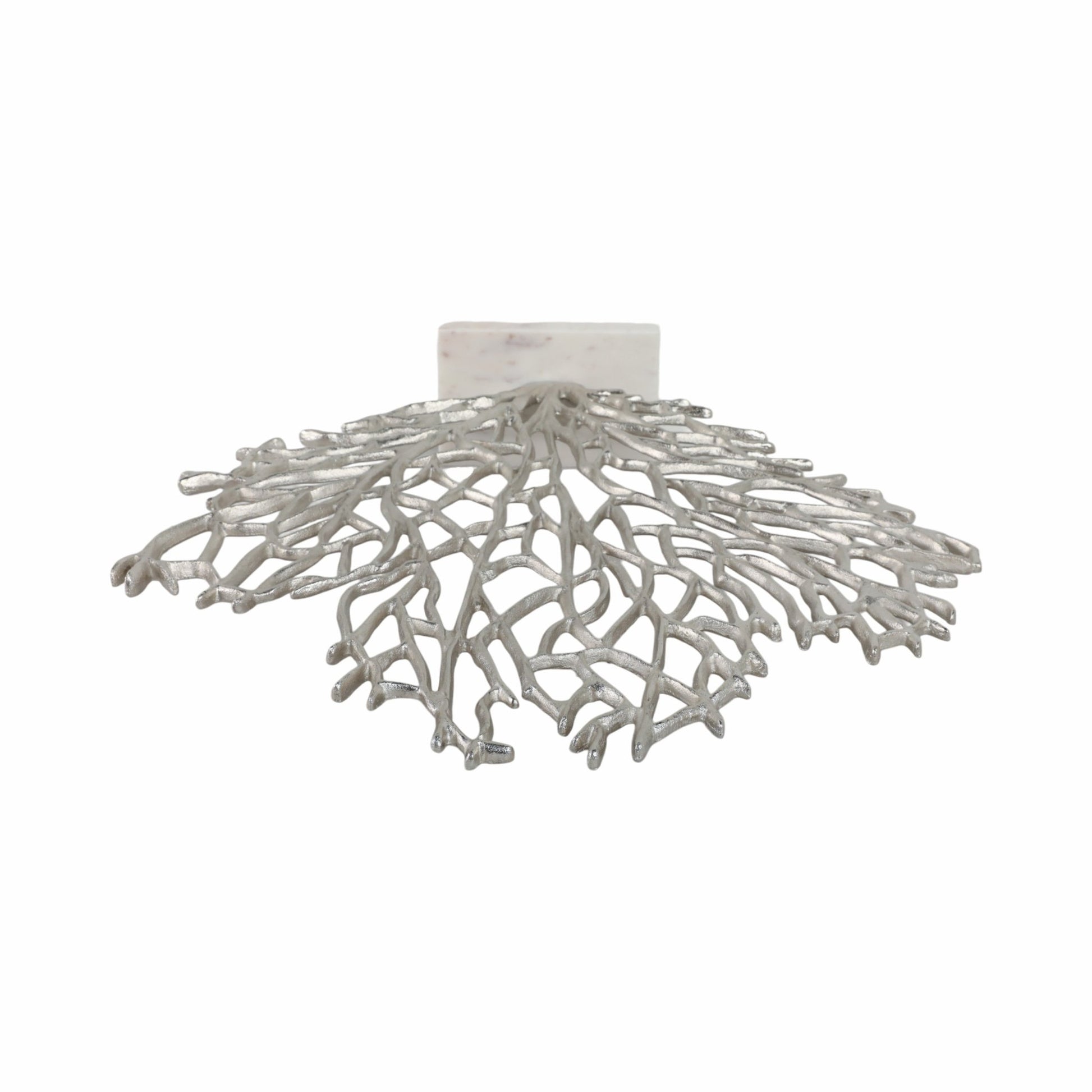 Metal, 21" Coral On Marble Base, Silver Table Decors| Sagebrook Home
