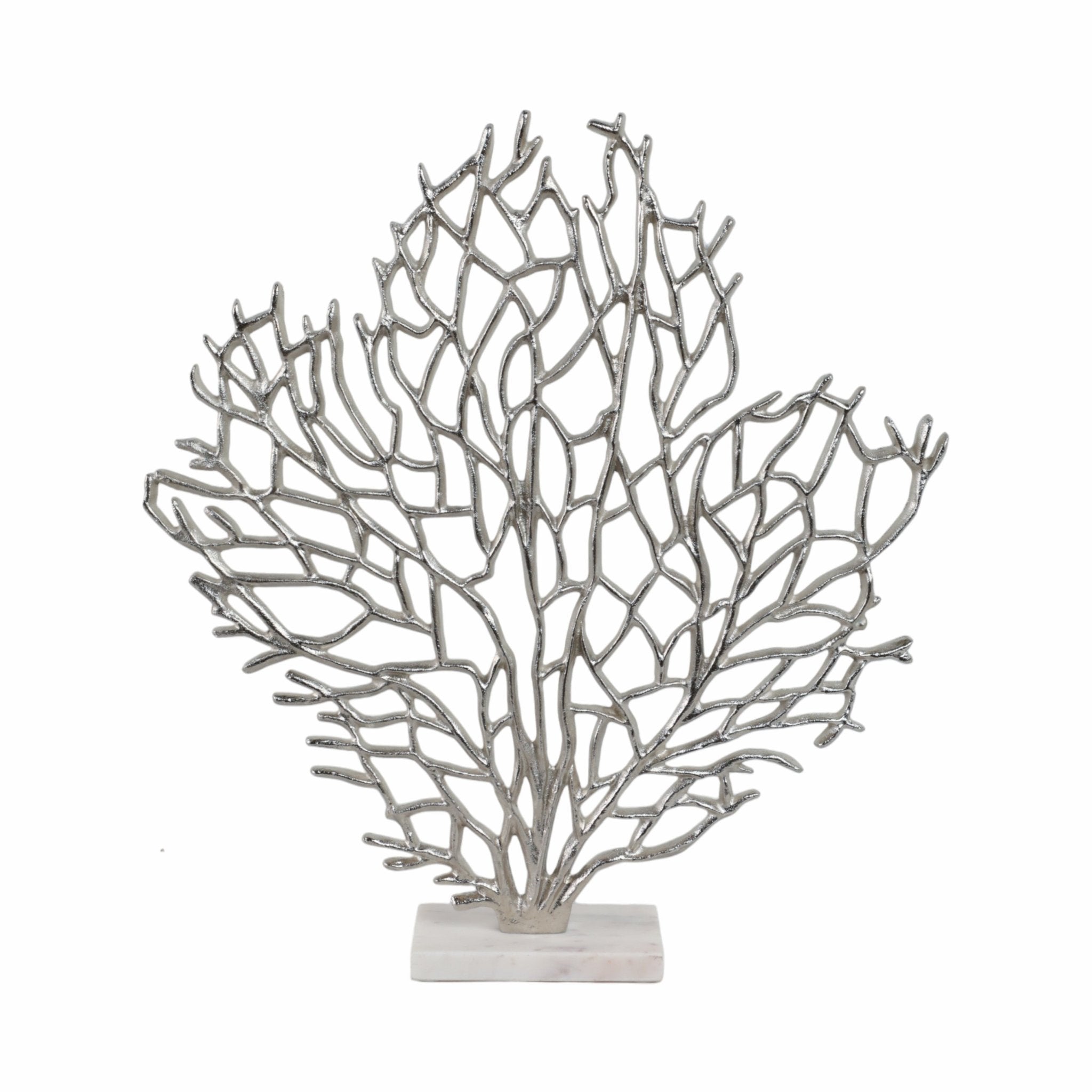 Metal, 21" Coral On Marble Base, Silver Table Decors| Sagebrook Home