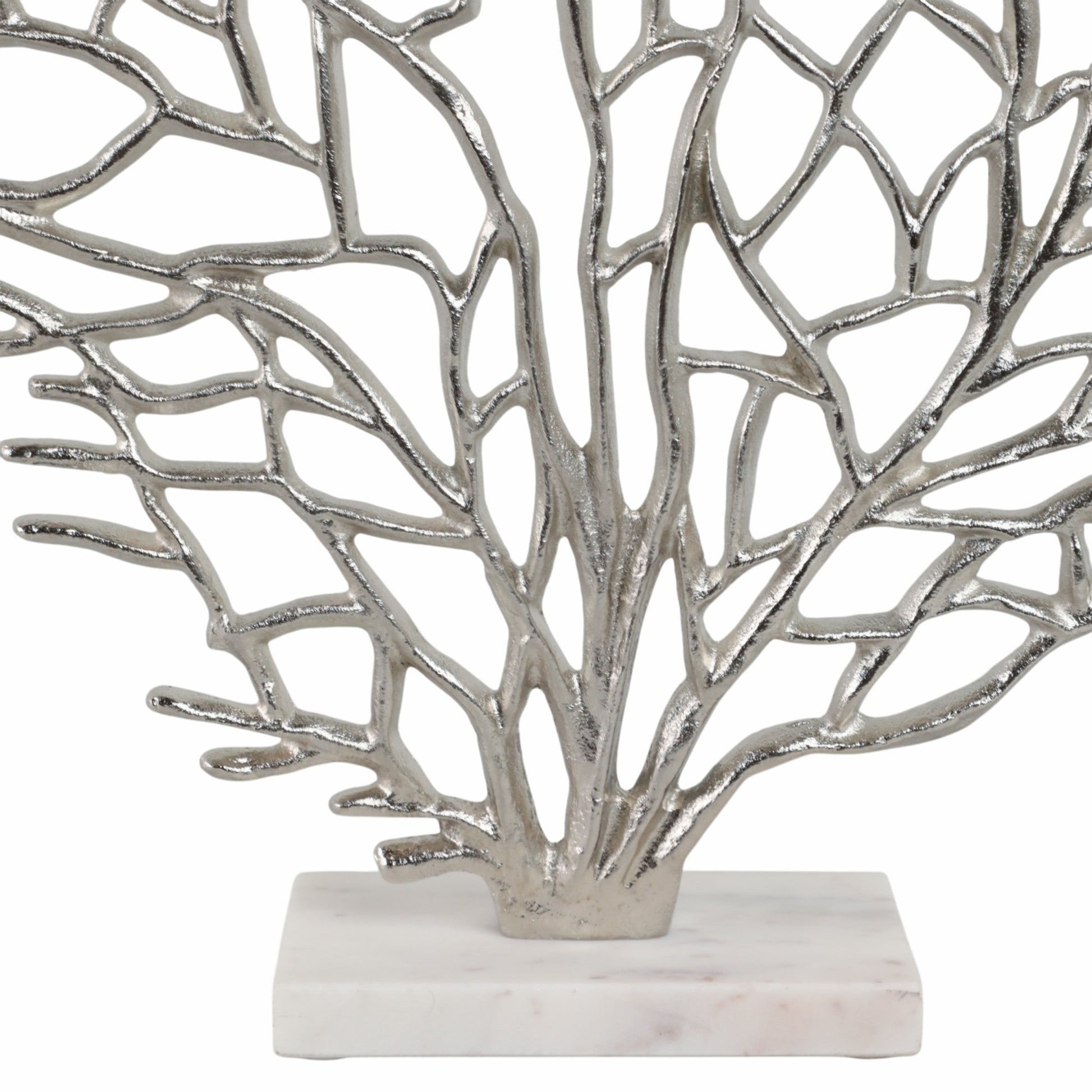 Metal, 21" Coral On Marble Base, Silver Table Decors| Sagebrook Home