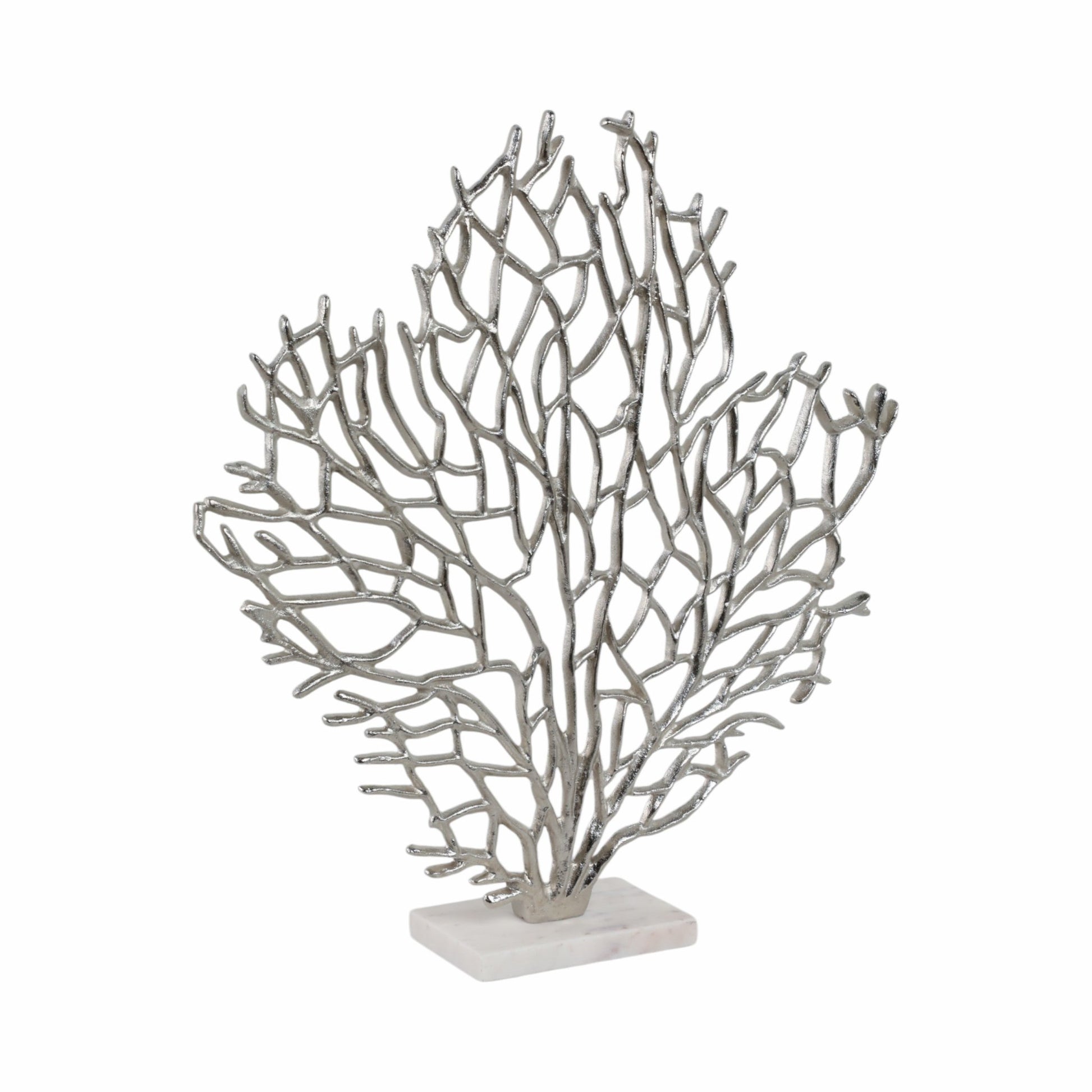 Metal, 21" Coral On Marble Base, Silver Table Decors| Sagebrook Home